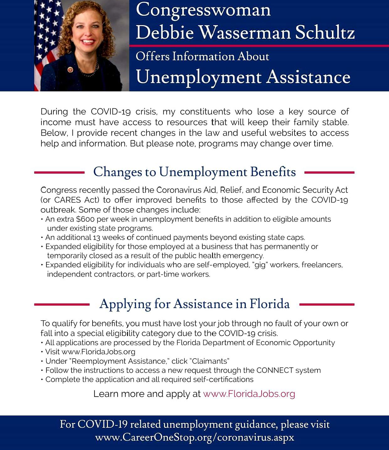 INFORMATION ABOUT UNEMPLOYMENT ASSISTANCE: